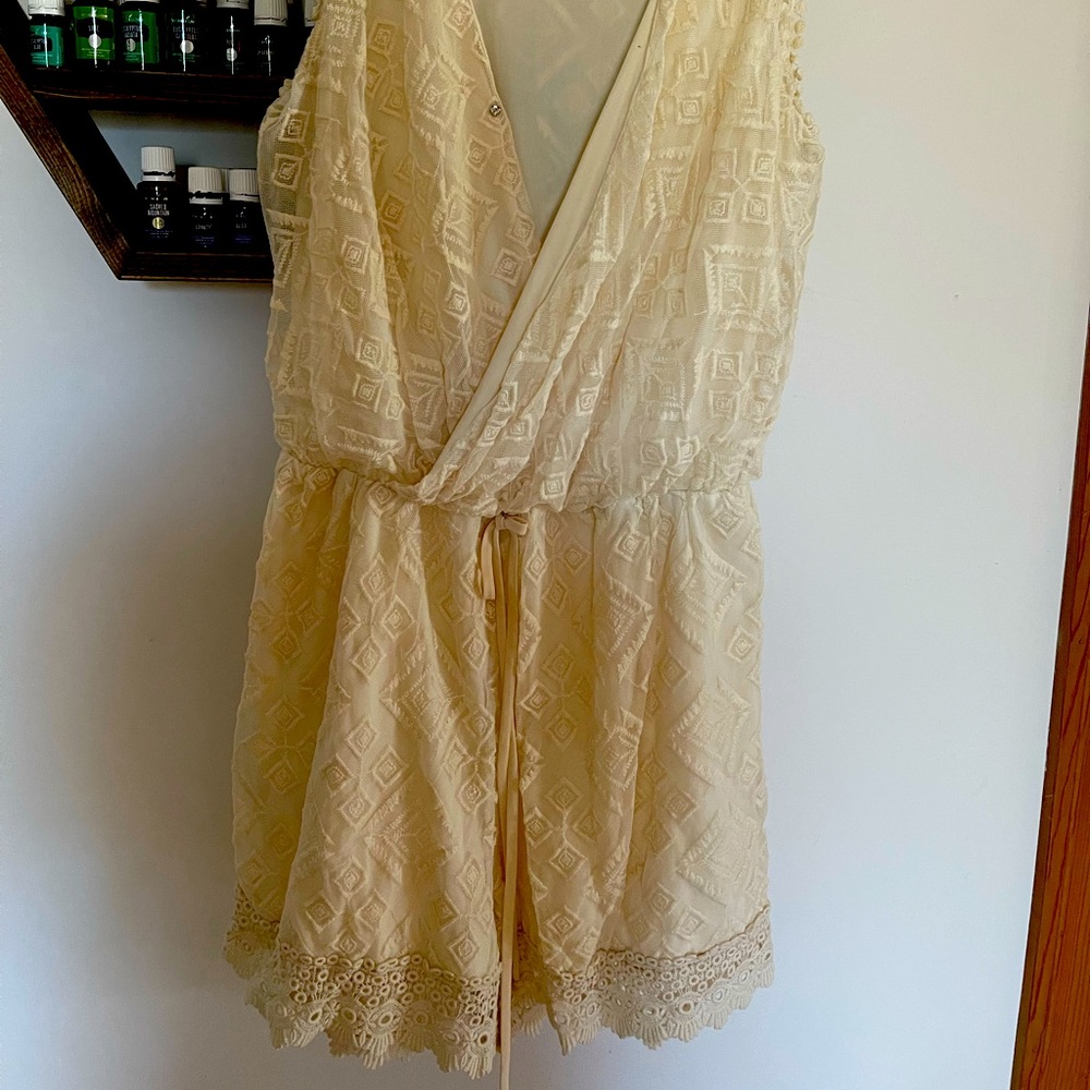 Lace lined romper
